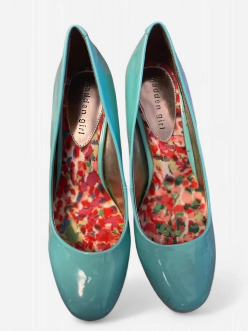 Madden Girl Teal Patent Mid Heels